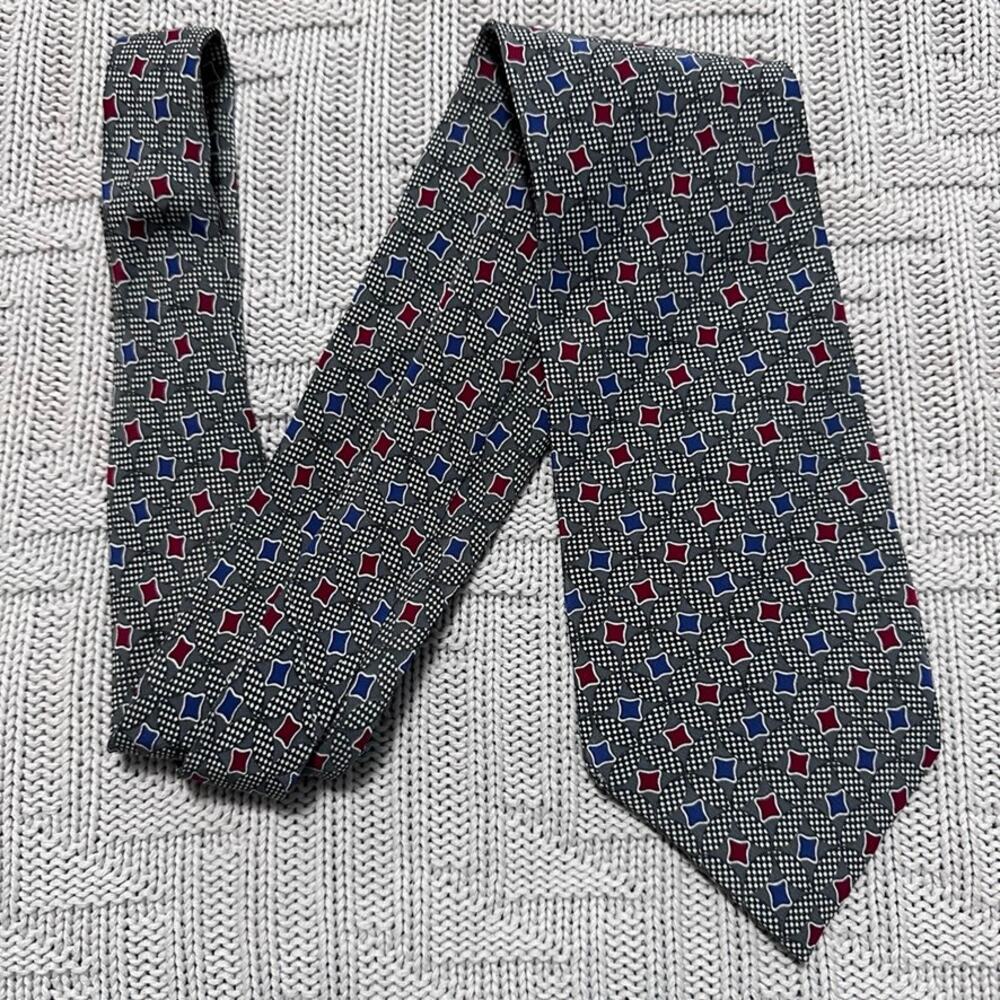 Vintage 1980s Swing red and blue geometric print silk tie